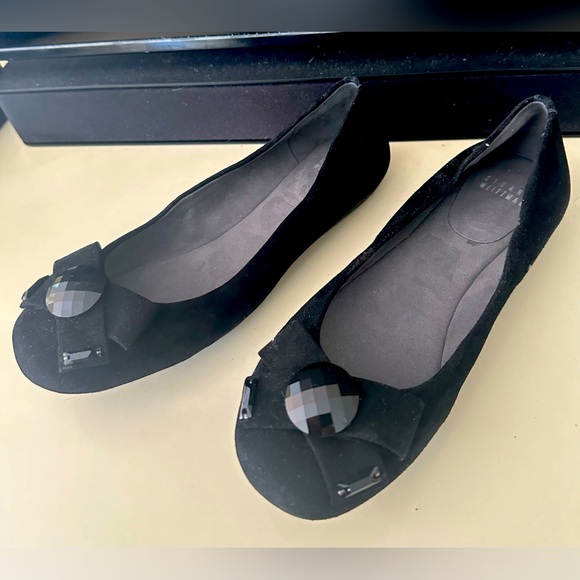 NEW STUART WEITZMAN Leather suede ballet flats faceted...